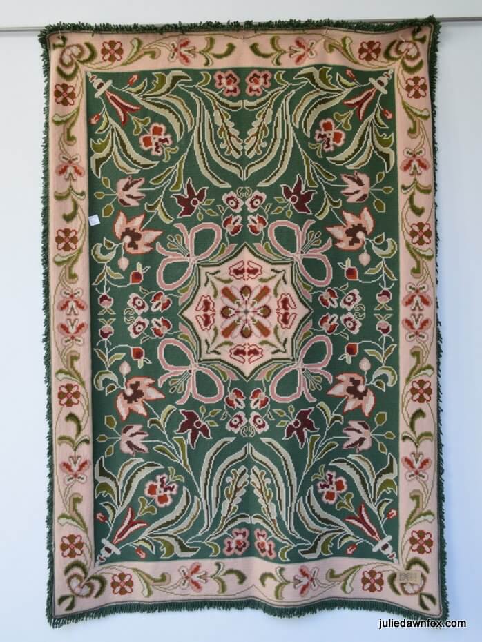 Hand embroidered Arraiolos tapestry rug