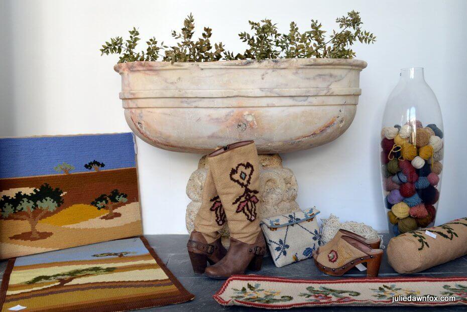 Tapestry inspired products on sale at Arraiolos Pousada